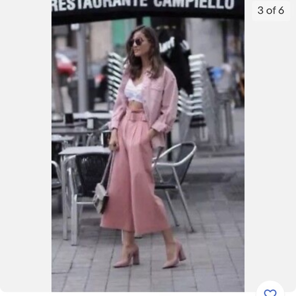 Zara Pink Belted Pants - Picture 3 of 9